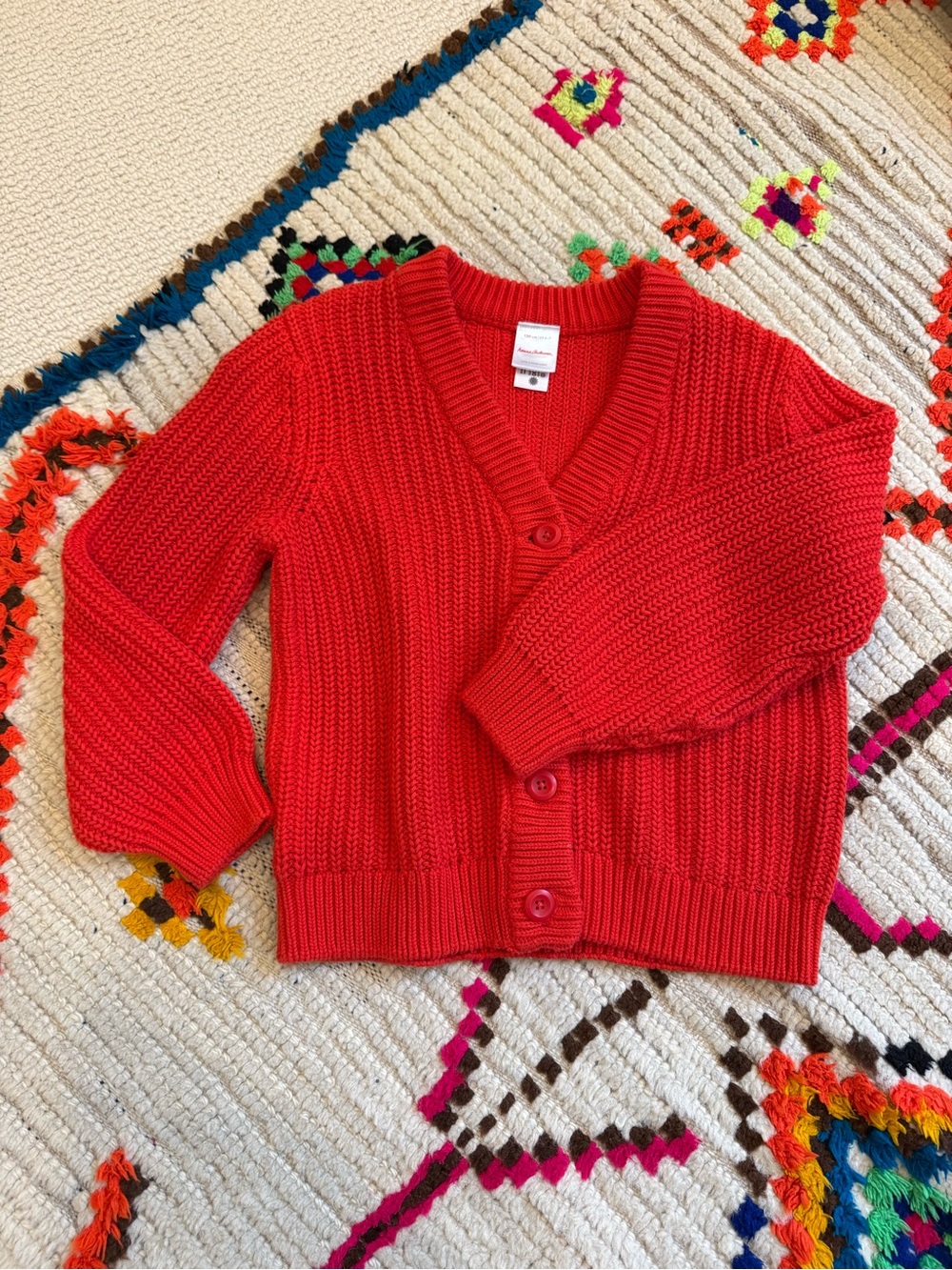 Hanna Andersson Bright Red Knitted Button Cardigan